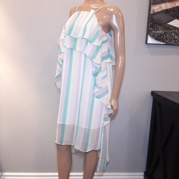 NEW BCBGeneration Tiered Ruffle Dress Womens Size Small Multi Striped Sleeveless - Picture 5 of 16